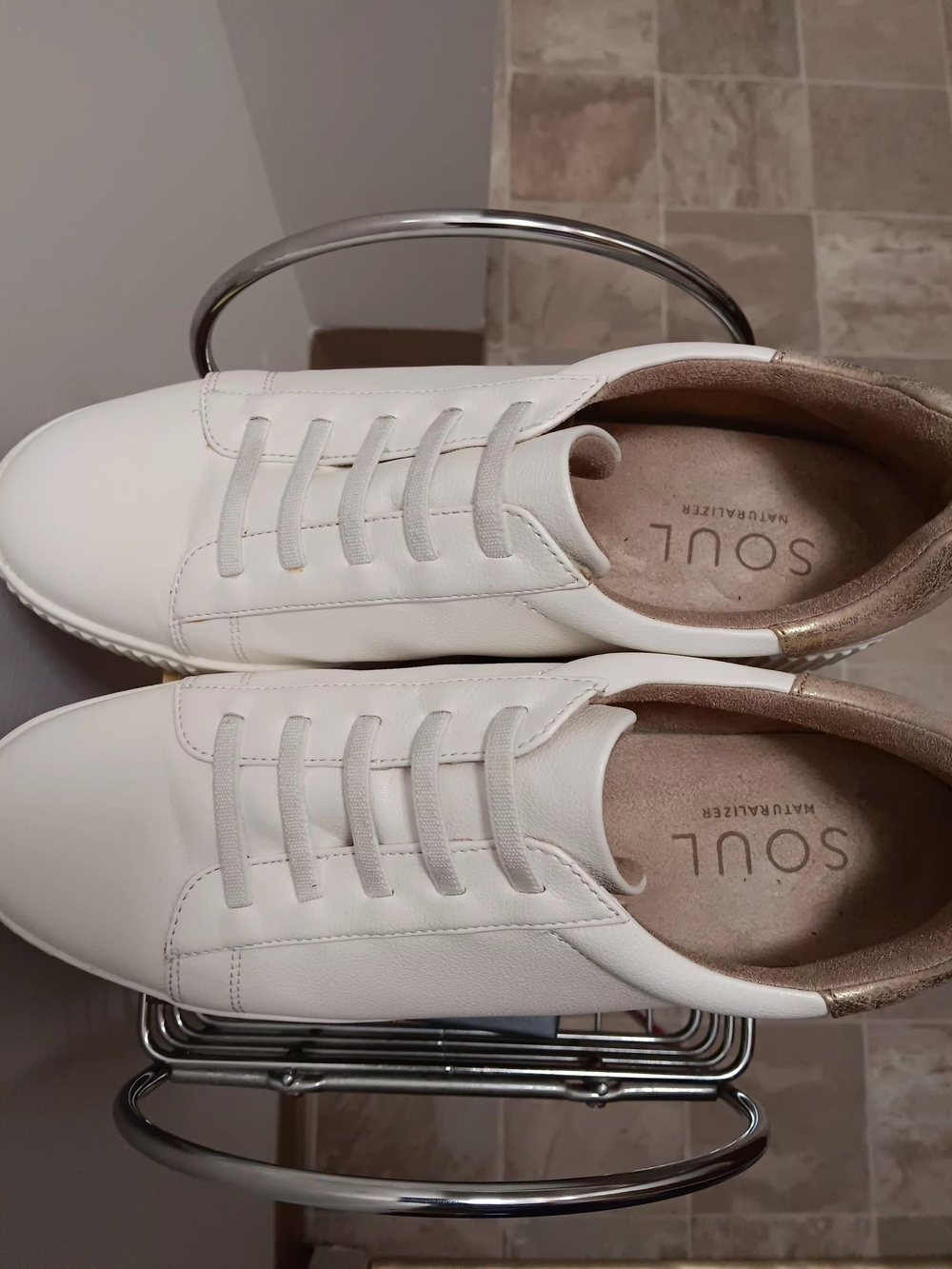 SOUL Naturalizer White Sneakers with Metallic Accent